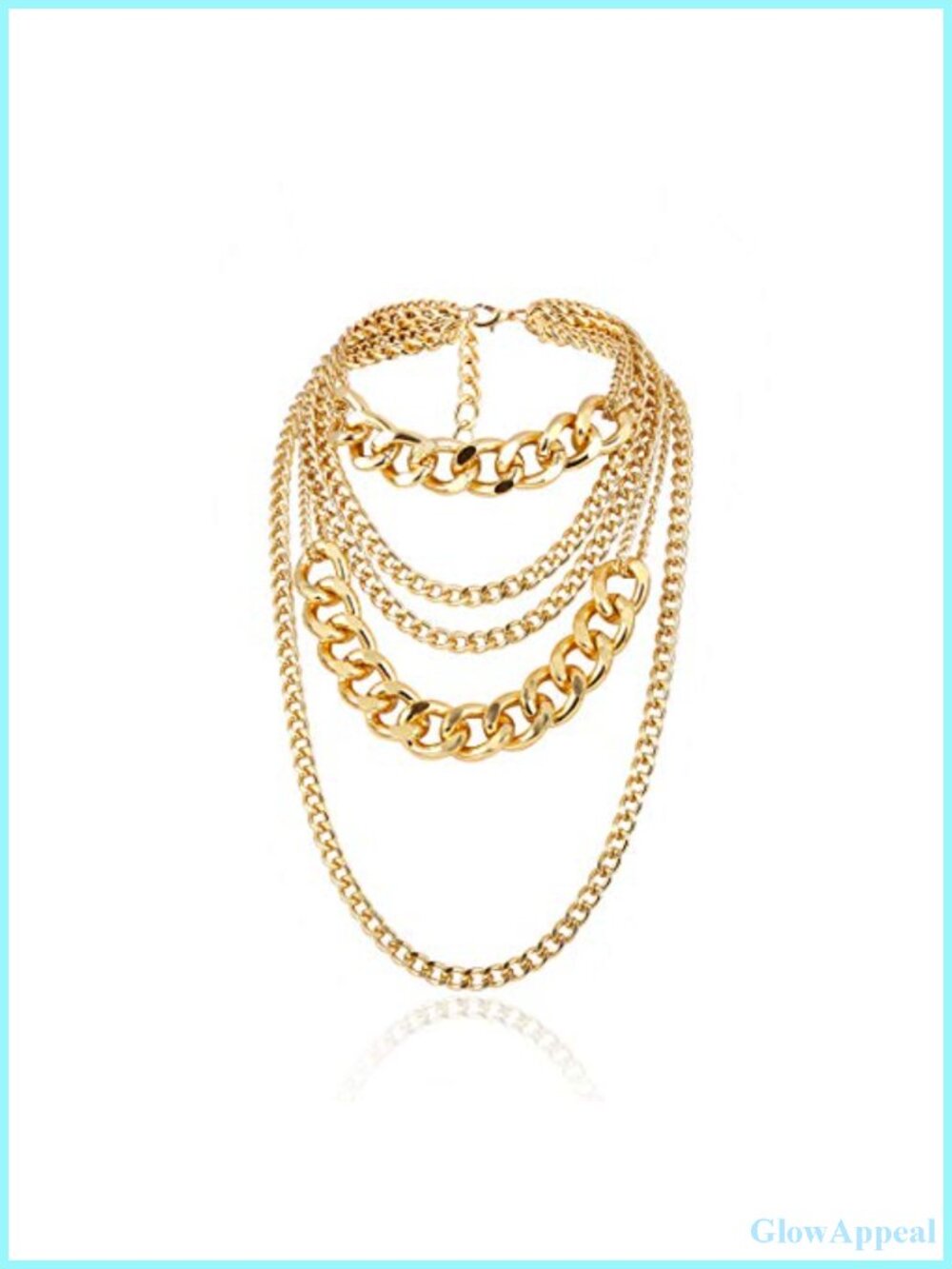 Chunky Gold Plated Layered Chain Necklace Cuban Link Hip Hop Statement